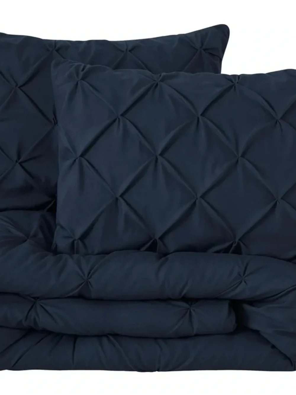 Navy Pintuck king 3 piece Comforter Set